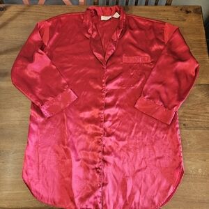 Victoria's Secret Vintage Gold Label Nightshirt Red Satin Large
